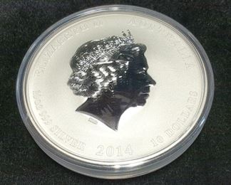 2014 Australia Year Of The Horse $10 Silver Coin, 10 Ounces .999 Silver