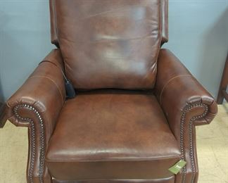 Bassett Furniture Leather Electric Recliner With Power Headrest, USB Slot, Powers On