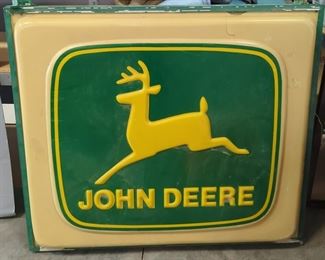 John Deere Double Sided Illuminated Sign, circa 1968-1999, 50" High x 50" Wide x 8" Deep