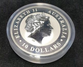 2014 Australia Australian Kookaburra $10 Silver Coin, 10 Ounces .999 Silver