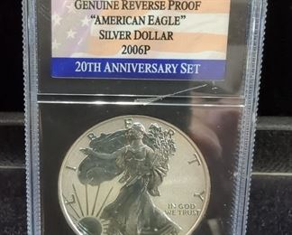 2006 P American Eagle Reverse Proof $1 Silver Coin, 1 Ounce Fine Silver, Certified By PCS