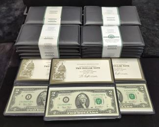 Uncirculated 2003 US $2 Notes In Individual Display Holders, Qty 23