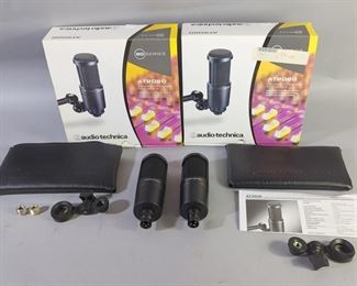 Audio-Terchnica 20 Series AT2020 Cardioid Condenser Microphone In Box With Soft Case And Manual, Qty 2