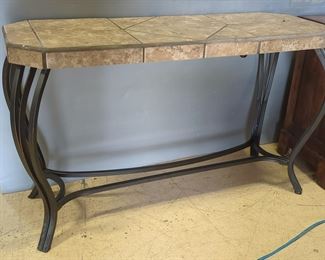 Sofa Table With Tiled Top And Cabriole Legs, 30" H x 48.5" W x 17.5" D