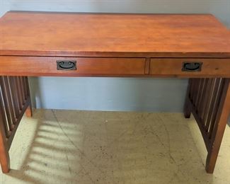 Mission Style Desk, 2 Drawers, Drop Front On 1 Drawer Converts To Keyboard Tray, 32" H x 52" W x 24" D