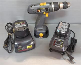 McCulloch Cordless 1/2" Impact Driver Drill Model 7753, With 2 Batteries And Charger, And Ryobi 18V Battery With Charger