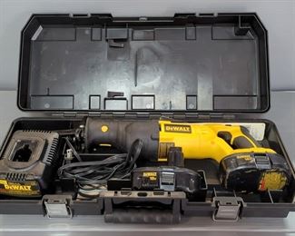 DeWalt Variable Speed Reciprocating Saw Model DC385, With 2 Batteries, Charger, And Extra Blade, In Hard Case