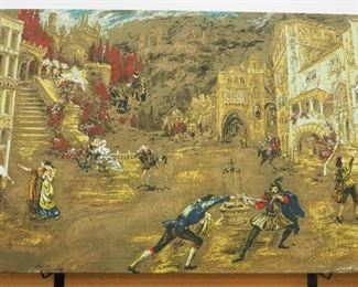 Tibor Reich Romeo And Juliet Textile Design No 184, On Stretcher, 47" W x 27.25" H