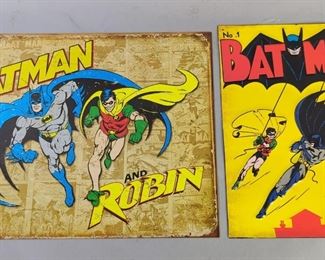 Metal Batman Comic Wall Art, 9" Wide x 13" Tall, And Batman And Robin Metal Wall Art, 16" Wide x 13" Tall