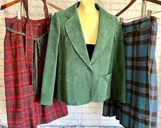 Plaid Tidings Adele Simpson Green Jacket with Red Plaid Skirt And Blue Plaid Skirt