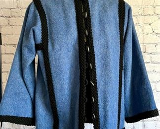 Vintage Saint Laurent Blue And Black 100 Wool Jacket