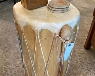 Southwestern Pueblo Style Drum w/Beater
