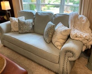 Custom Sofa w/Nailhead Trim & Bench Style Seating