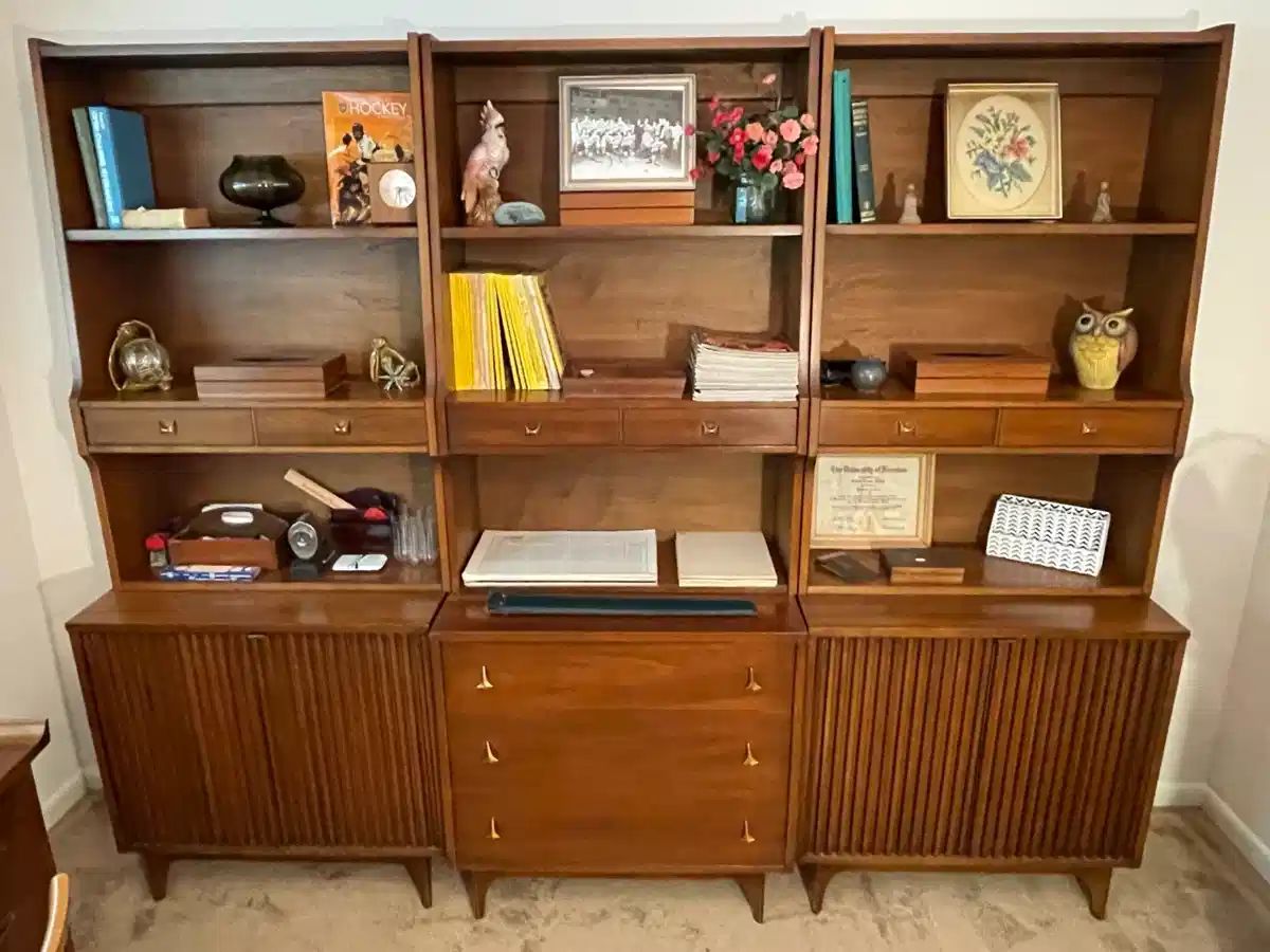 Rare Broyhill Brasilia Library 3 piece bookcase set