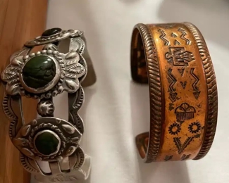 Early Navajo bracelet, sterling and copper