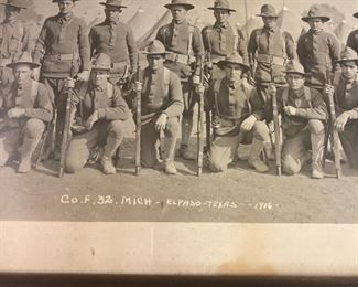 Framed WWI Era Military Yard Long Photograph Marked as "Company F. 32 (32nd Division) taken in El Paso, TX"