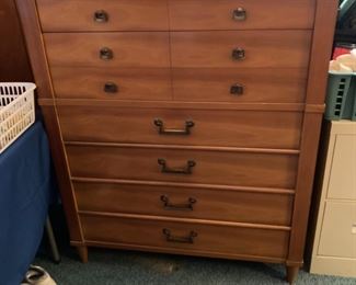 "Century" Full Size Bedroom Set (will sell individually or as set):
6-Drawer Chest
8-Drawer Long Dresser
Matching Large Detached Framed Mirror
Full-Size Box Spring & Mattress Set