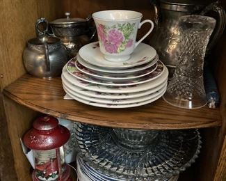 Assorted Vintage & Antique China, Silverplate and Glass Servers