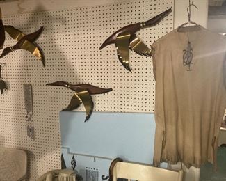 Mid Century Modern Brass / Wood Duck Decor