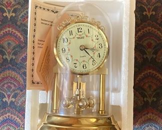 Vintage West German Trenkle Anniversary Quartz Clock with Dome & Box with Paperwork