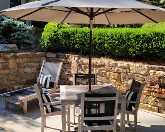 Kingsley Bate - St. Tropez 4-Seat Stacking Armchair Square Dining Set (Wainscott Dining Table)