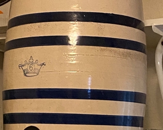 Antique 6 Gallon Blue Crown Beverage Dispenser