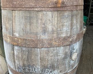 Jack Daniels Whiskey Barrel
(We have this set up with stools and glass top)