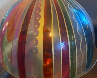 Vintage Pier One Festive Striped Dome Cake Stand