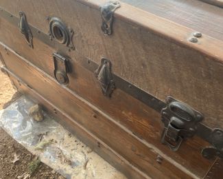 Vintage Flat Top Steamer Trunk