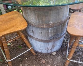 Jack Daniels Whiskey Barrel Rustic Table w/ Stools