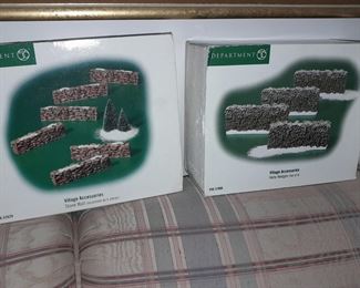 Large Dept.56 Village Collection - Stone Wall & Holly Hedges
