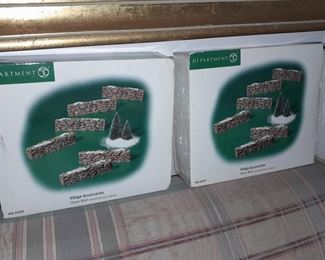 Large Dept.56 Village Collection - Stone Wall & Holly Hedges
