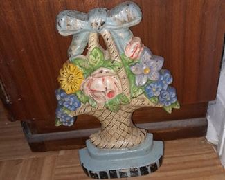 Cast Iron Flower Basket Door Stop
