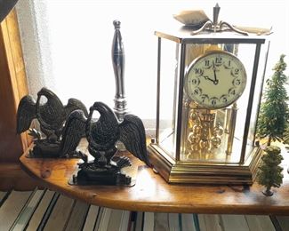 Eagle Bookends & Anniversary Clock
