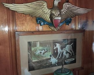 Cast Iron Eagle & Framed Photo
