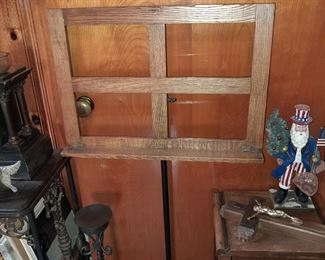 Antique Wooden Stand W/ Cast Iron Base
