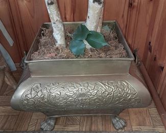 Faux Tree/Plant In Brass Planter
