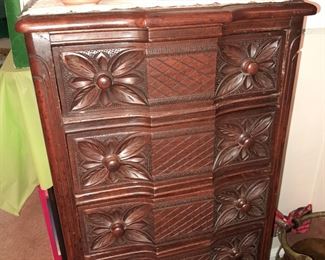 Antique Carved Wooden Jewelry Cabinet
