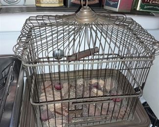 Antique Brass Birdcage W/ Underplate
