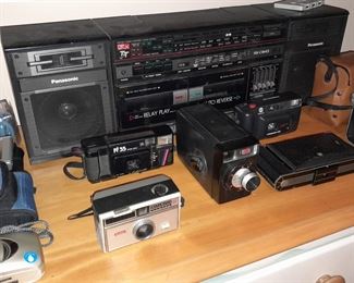 Vintage Cameras & Boombox
