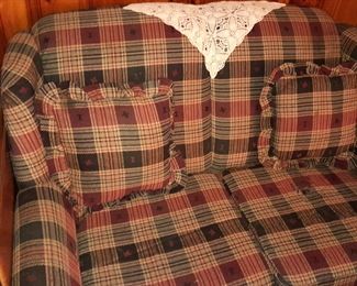 Plaid Sofa & Matching Loveseat W/ Ottoman

