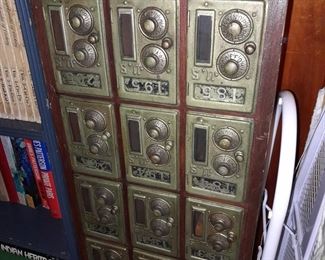 Antique Mail Post Office Box Cabinet
