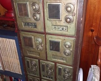 Antique Mail Post Office Box Cabinet
