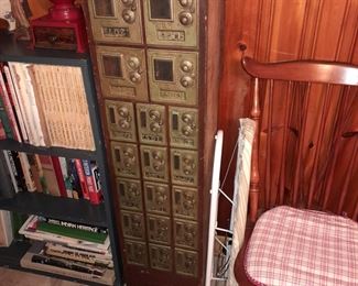 Antique Mail Post Office Box Cabinet
