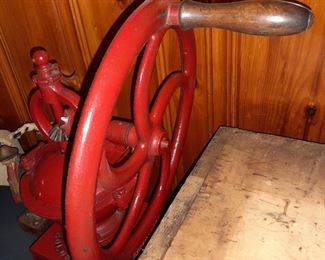 Antique Goldenberg Red Cast Iron Coffee Grinder W/ Drawer
