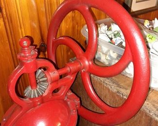 Antique Goldenberg Red Cast Iron Coffee Grinder W/ Drawer
