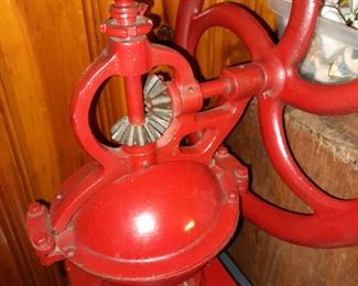 Antique Goldenberg Red Cast Iron Coffee Grinder W/ Drawer
