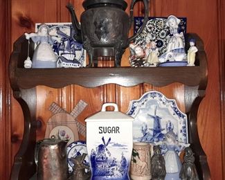 Blue Delft Holland Display On Wall Shelf
