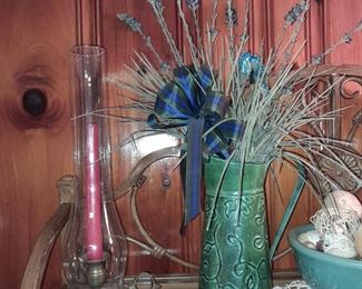 Candle Holder & Pitcher W/ Flowers

