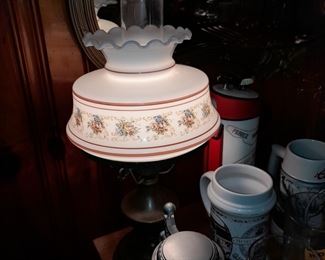 Hurricane Lamp W/ Glass Shade
